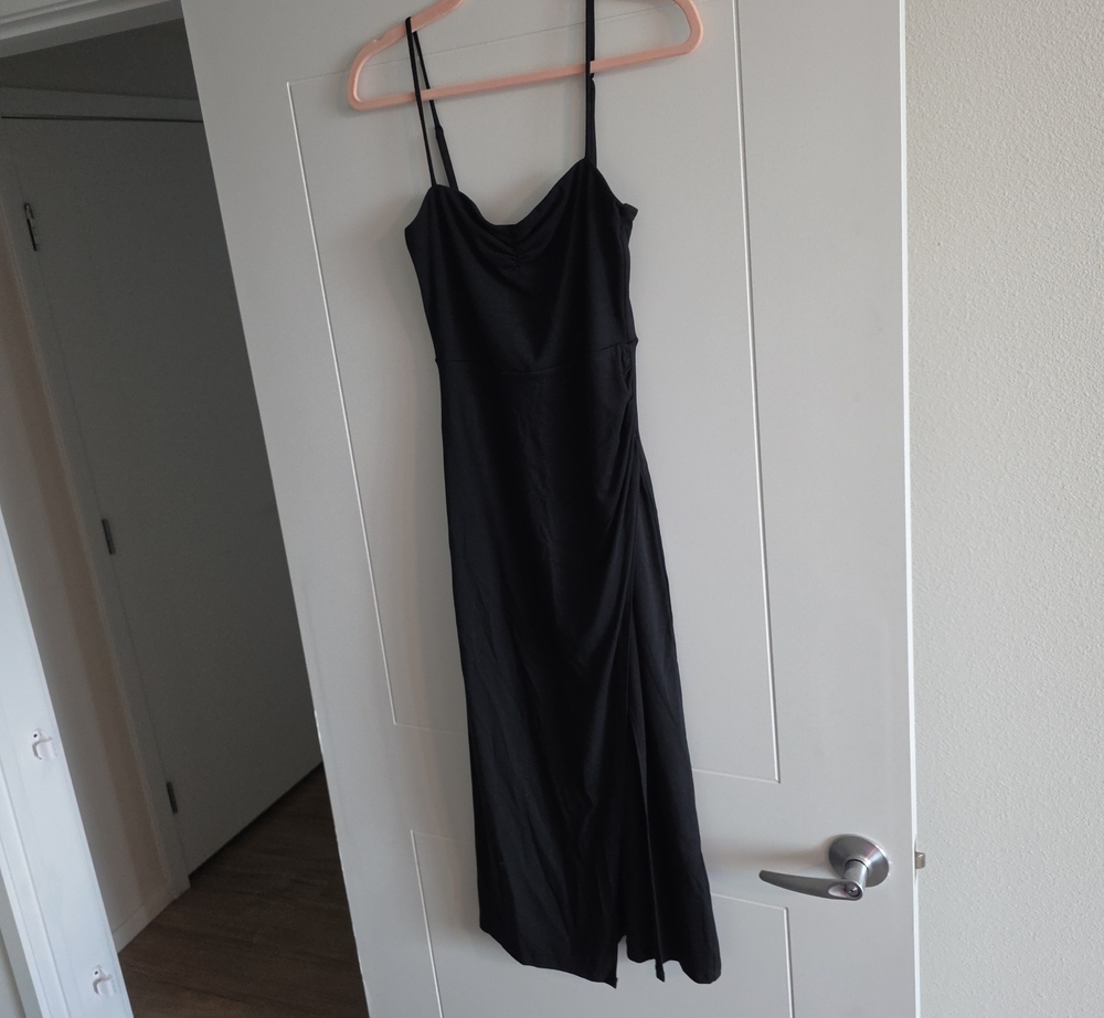 Wilfred Black Maxi Slip Dress with Spaghetti Straps